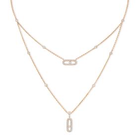 Roségold, Halsschmuck, Messika Move Uno Pavée Kette 07174-PG