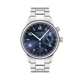         Damen- und Herrenuhr, NOMOS Glashütte Club Sport Neomatik Weltzeit blau 790