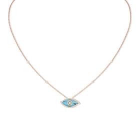 Roségold, Halsschmuck, Messika Lucky Eye Türkis Halskette 12952-PG