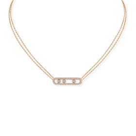 Halsschmuck, Roségold, Messika Move Classique Pavé Halskette 03994-PG