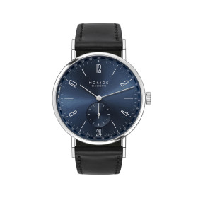Damen- und Herrenuhr, NOMOS Glashütte Tangente 2date blau 136.SB
