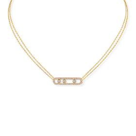 Halsschmuck, Gelbgold, Messika Move Classique Pavé Halskette 03994-YG