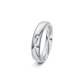 Niessing Art Déco konvex Trauring, Ref: N351567-4mm-0.03ct-gloss-pt