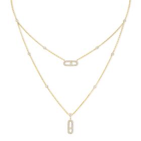 Gelbgold, Halsschmuck, Messika Move Uno Pavée Kette 07174-YG