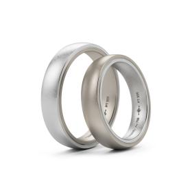 Weißgold, Ringe, Niessing Tango Trauringe N181030-4mm-nature-pt-fg