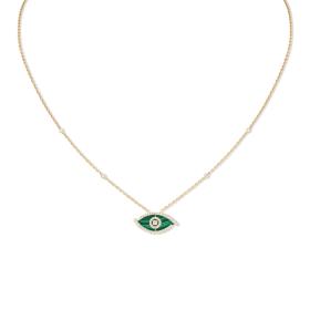 Gelbgold, Halsschmuck, Messika Lucky Eye Malachit Halskette 12592-YG