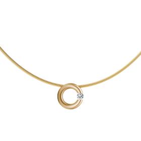 Gelbgold, Halsschmuck, Niessing Spannring® Anhänger  N353924-12mm-0.1ct-satin-cy