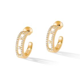Gelbgold, Ohrringe, Messika Move Classique Pavé Hoop Creolen 04993-YG