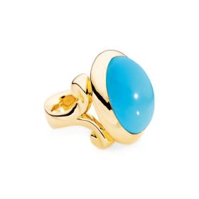 Gelbgold, Ringe, Tamara Comolli HIPPIE GLAM Ring large Türkis R-HG-l-Tur-yg