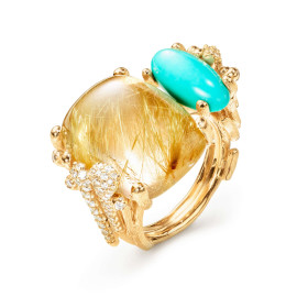 Gelbgold, Ringe, Ole Lynggaard Copenhagen BoHo Doppelring Pavé A3205-409