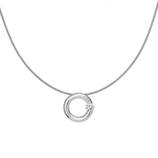 Platin, Halsschmuck, Niessing Spannring® Anhänger , Ref: N353924-14mm-0.16ct-gloss-pt