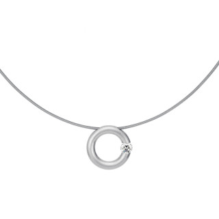 Platin, Halsschmuck, Niessing Spannring® Anhänger , Ref: N353924-17mm-0.5ct-satin-pt