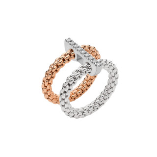 Roségold &amp;amp; Weißgold, Ringe, FOPE Prima doppelter Mesh-Ring mit Diamantpavé, Ref: 74008AX_BB_1_XBX_0XL