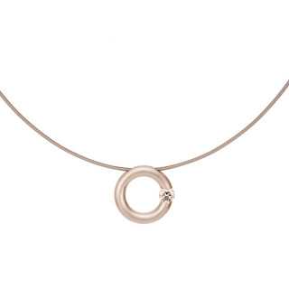 Roségold, Halsschmuck, Niessing Spannring® Anhänger , Ref: N353924-17mm-0.5ct-cinnamon-satin-rw
