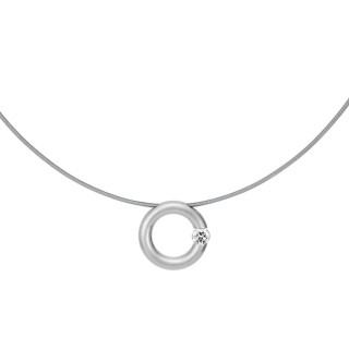 Platin, Halsschmuck, Niessing Spannring® Anhänger , Ref: N353924-16mm-0.4ct-satin-pt