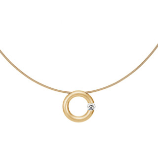 Gelbgold, Halsschmuck, Niessing Spannring® Anhänger , Ref: N353924-17mm-0.5ct-satin-cy