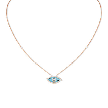         Roségold, Halsschmuck, Messika Lucky Eye Türkis Halskette