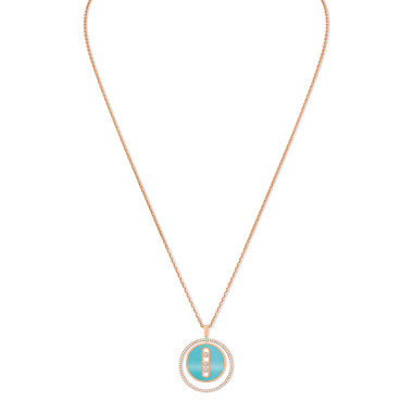 Halsschmuck, Roségold, Messika Lucky Move MM Kette Türkis 