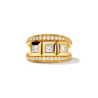 Ringe, Gelbgold, Tamara Comolli CURRICULUM VITAE 3 Ring mit Diamant Pavé medium