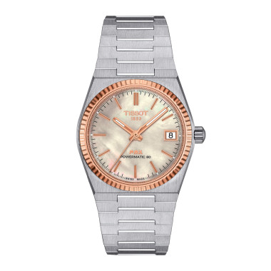         Damen- und Herrenuhr, Automatik, Tissot PRX Powermatic 80 Stahl & 18K Goldlünette