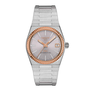         Damen- und Herrenuhr, Automatik, Tissot PRX 35mm Powermatic 80 Stahl & 18K Goldlünette