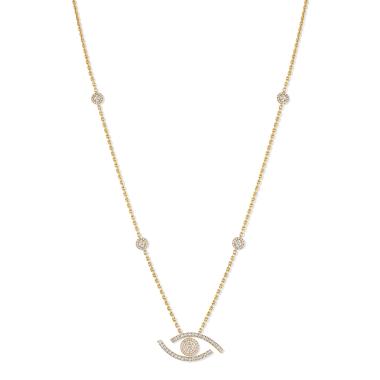 Halsschmuck, Gelbgold, Messika Lange Lucky Eye Halskette