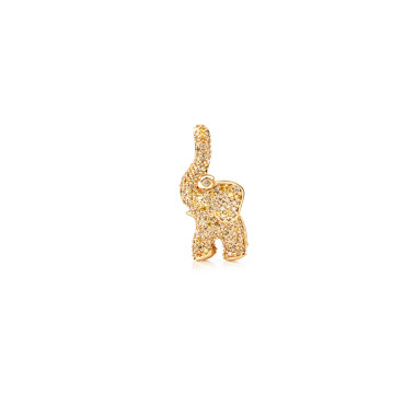         Gelbgold, Halsschmuck, Ole Lynggaard Copenhagen Elephant Anhänger mit Diamant-Pavé