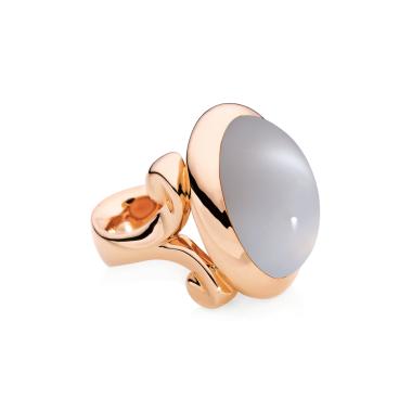 Ringe, Roségold, Tamara Comolli HIPPIE GLAM Ring large Grauer Mondstein