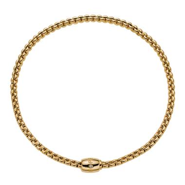 Halsschmuck, Gelbgold, FOPE Eka Flex'it Halskette mit dekorativem Verschluss
