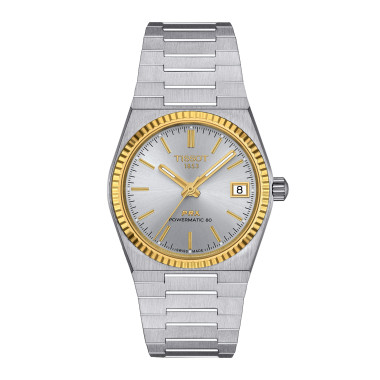         Damen- und Herrenuhr, Automatik, Tissot PRX Powermatic 80 Stahl & 18K Goldlünette