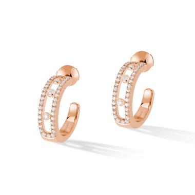 Ohrringe, Roségold, Messika Move Classique Pavé Hoop Creolen