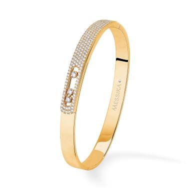 Armschmuck, Gelbgold, Messika Bangle Move Noa Pavée Armspange