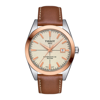         Herrenuhr, Automatik, Tissot Gentleman Powermatic 80 Silicium 18K Goldlünette