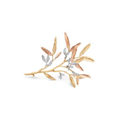 Accessoires/Sonstiges, Roségold, Ole Lynggaard Copenhagen Leaves Ast-Brosche Groß