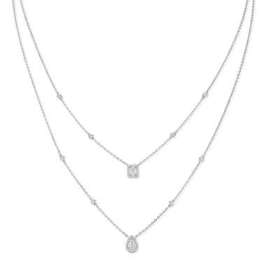 Halsschmuck, Weißgold, Messika My Twin 2 Rows Collier