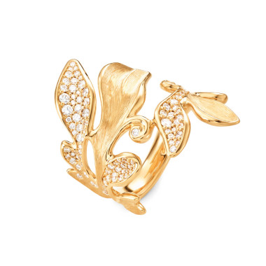         Gelbgold, Ringe, Ole Lynggaard Copenhagen Forest Ring mit Diamant-Pavé