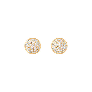         Gelbgold, Ohrringe, Ole Lynggaard Copenhagen Lotus Ohrstecker mit Diamant-Pavé