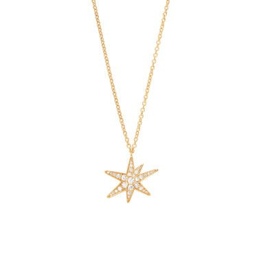         Gelbgold, Halsschmuck, Ole Lynggaard Copenhagen Funky Stars Halskette mit Anhänger 