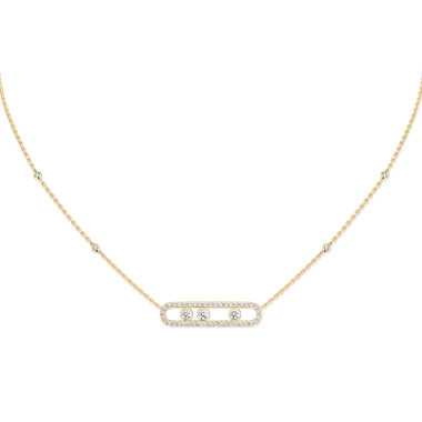         Gelbgold, Halsschmuck, Messika Move Classique Pavé Halskette