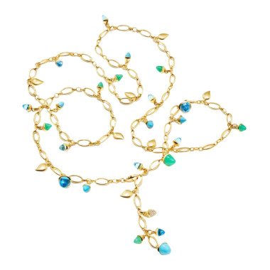         Gelbgold, Halsschmuck, Tamara Comolli MIKADO  Halskette 'Lagoon' mit Diamant-Pavé