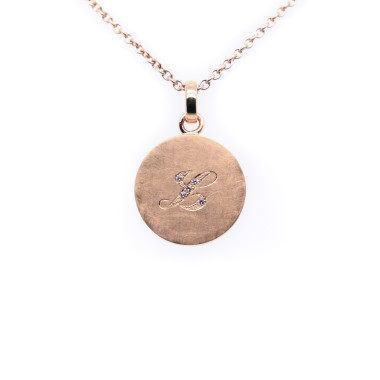         Roségold, Halsschmuck, Juwelier Michels TAGS Anhänger - Groß Rund Diamant Buchstabe