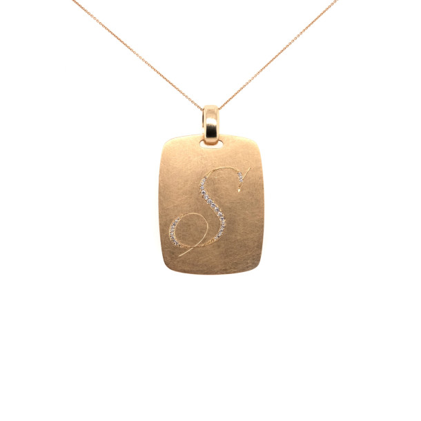         Gelbgold, Halsschmuck, Juwelier Michels TAGS Anhänger - Groß Antik Diamant Buchstabe 
