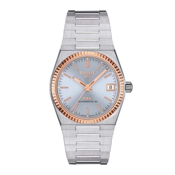         Damenuhr, Automatik, Tissot PRX Goldlünette 35mm