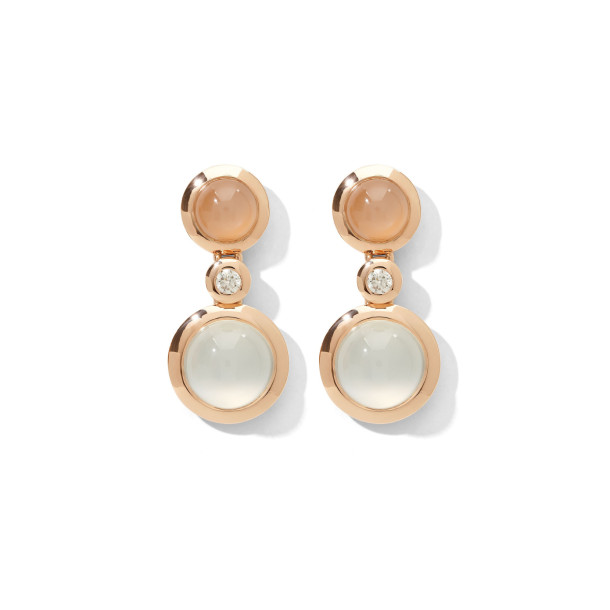         Roségold, Ohrringe, Tamara Comolli BOUTON Ohrhänger 2 Cabochons 'Camel'